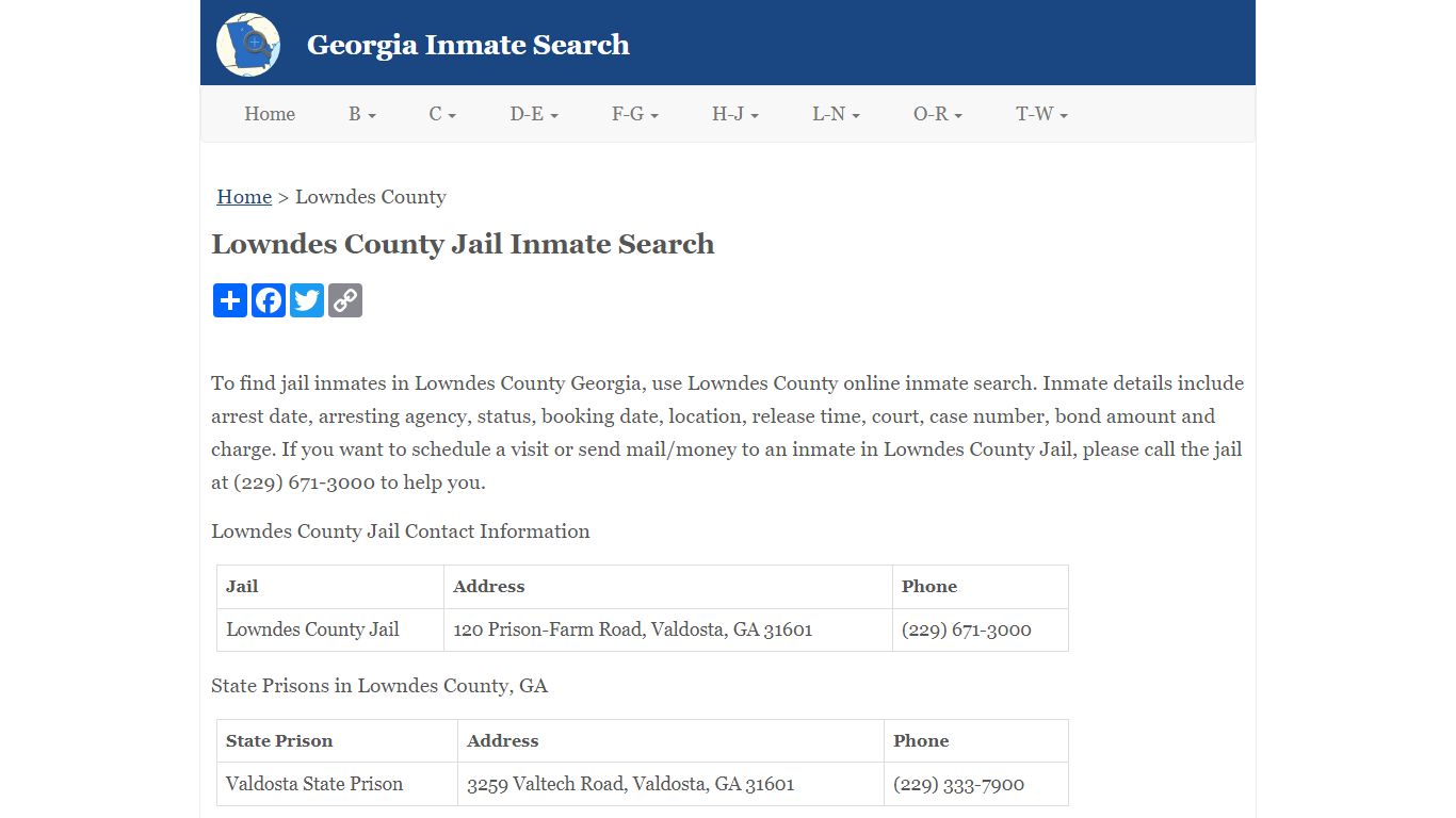 Lowndes County Jail Inmate Search